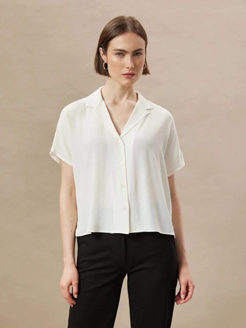 Notch Collar Short Sleeve Shirt